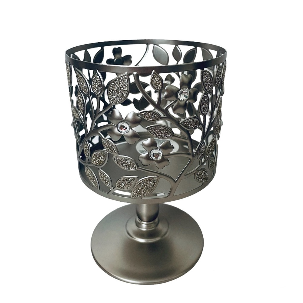 Dogwood Flower Leaves Pedestal 3-Wick Candle Holder Sleeve Bath & Body Works